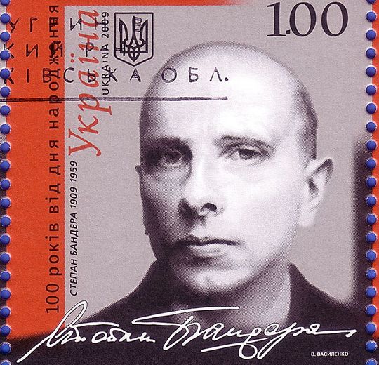 Ukrainische Briefmarke anlässlich des 100. Geburtstages von Stepan Bandera (1909-1959)
